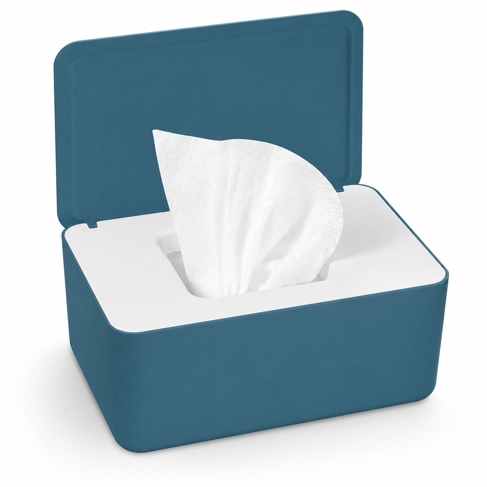 Caja para Toallitas Húmedas con Tapa Abatible, Dispensador Azul Blanco para Toallitas de Bebé, Pañuelos y Servilletas, Organizador para Baño, Cocina, Dormitorio, Salón, Oficina y Hogar