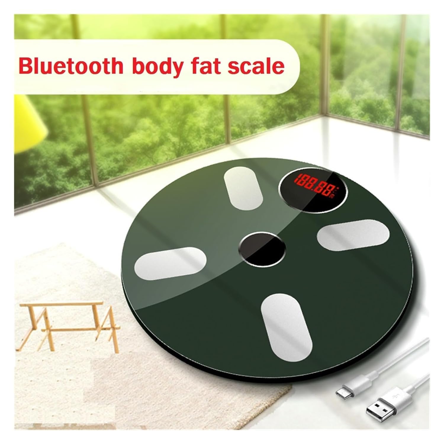 Bilancia Alta Precisione Bilancia pesapersone con design a piattaforma in vetro temperato, monitoraggio sanitario, analizzatore della composizione corporea BMI digitale wireless, bilancia