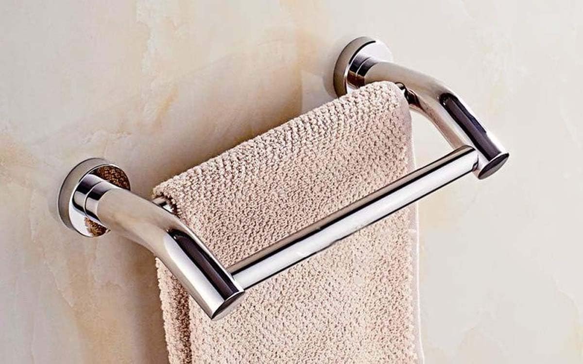 Portasciugamani doppio in acciaio inox, montaggio a parete, per bagno e cucina, lunghezza 40 cm