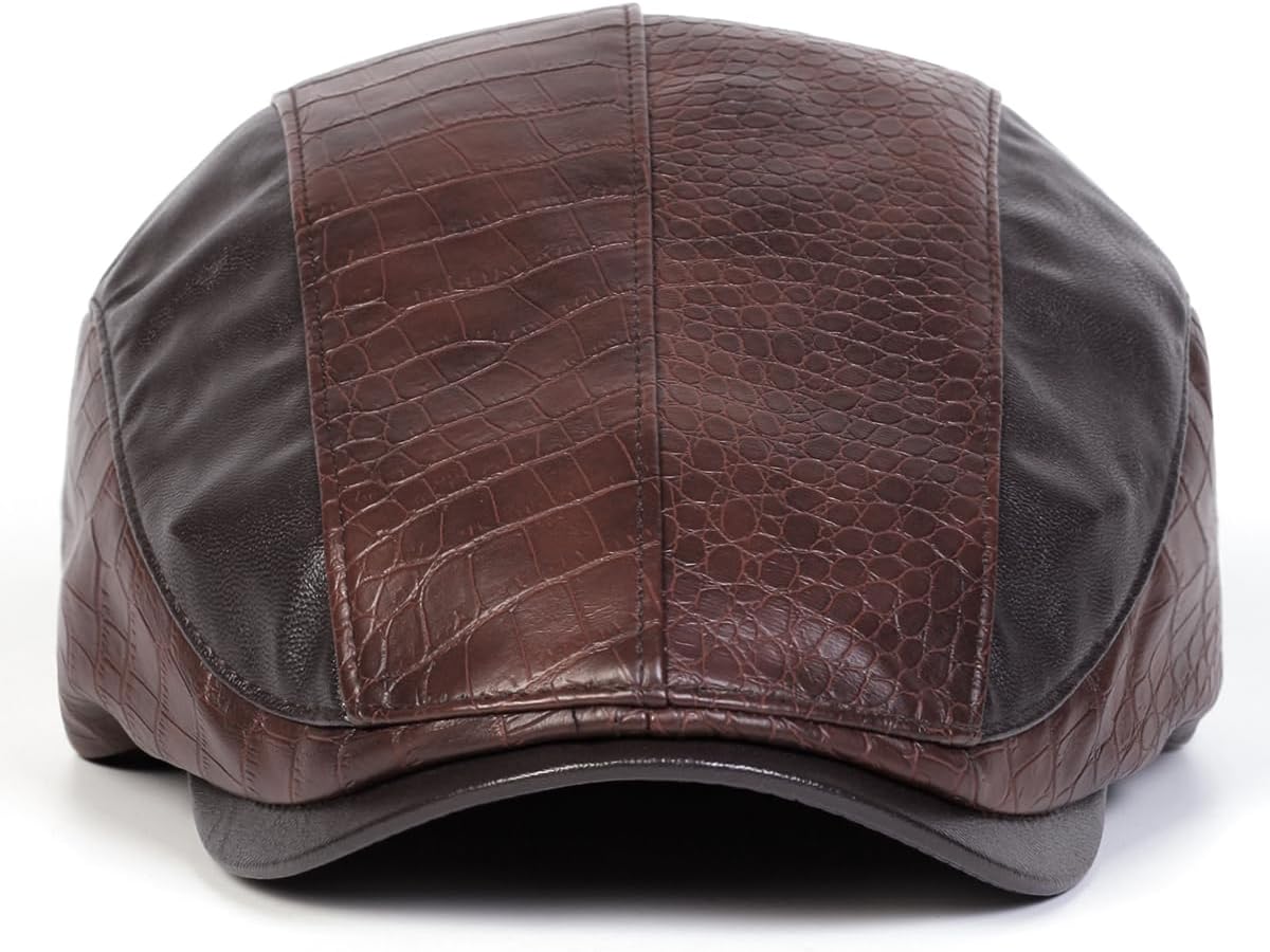 Men’s PU Leather Newsboy Hat – Ivy Flat Cap, Classic Cabbie Driving Beret for Casual & Outdoor Activities - Image 2