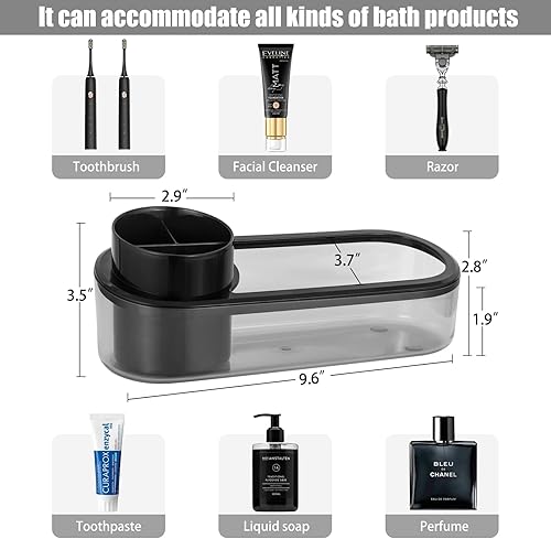 Miniatura 8 de Ayswupt Soporte para cepillos de dientes para baños, soporte eléctrico para cepillos de dientes con juego de 2 tazas, cepillo de dientes blanco,