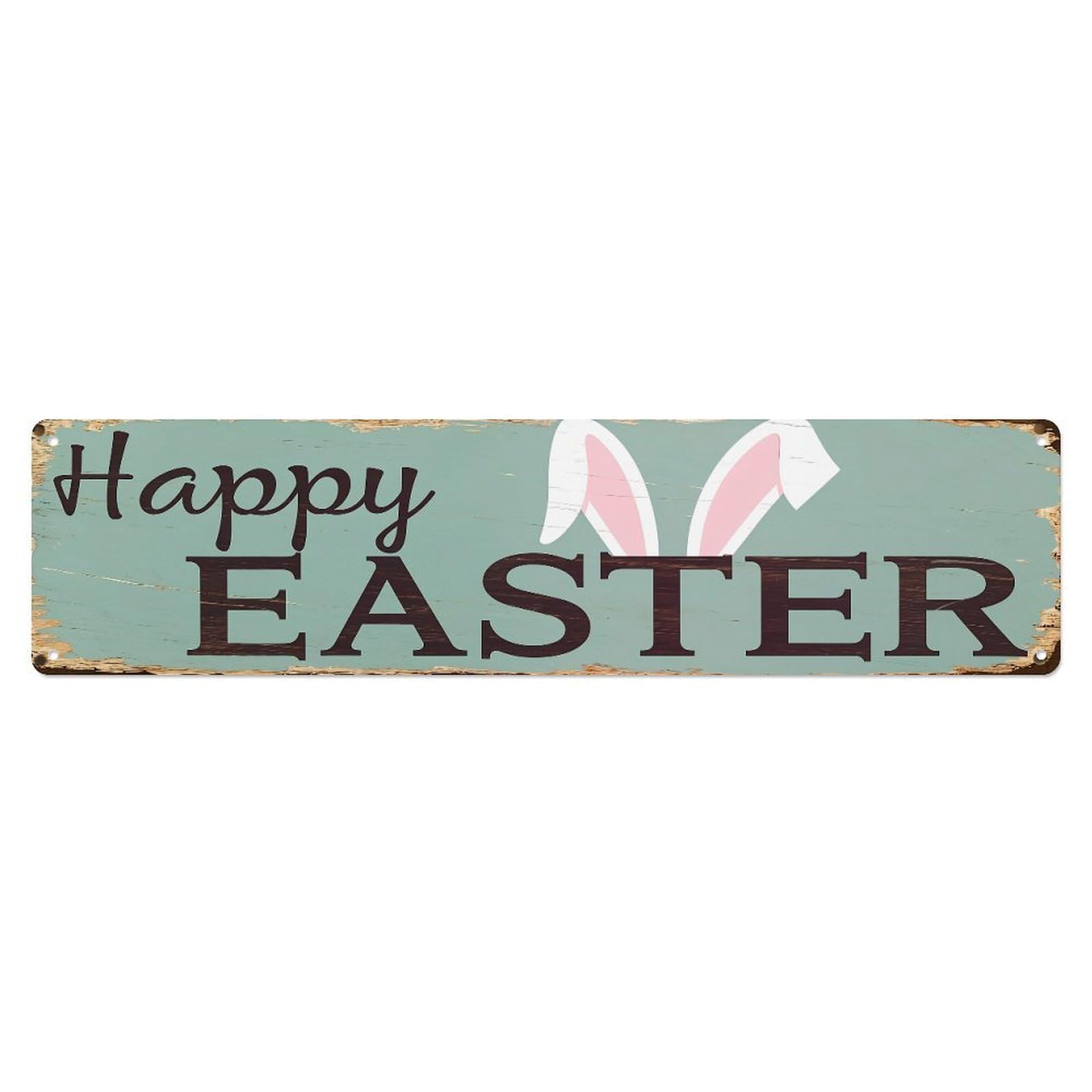 Happy Easter Bunny Ears Sign Metal Tin Sign Plaque
