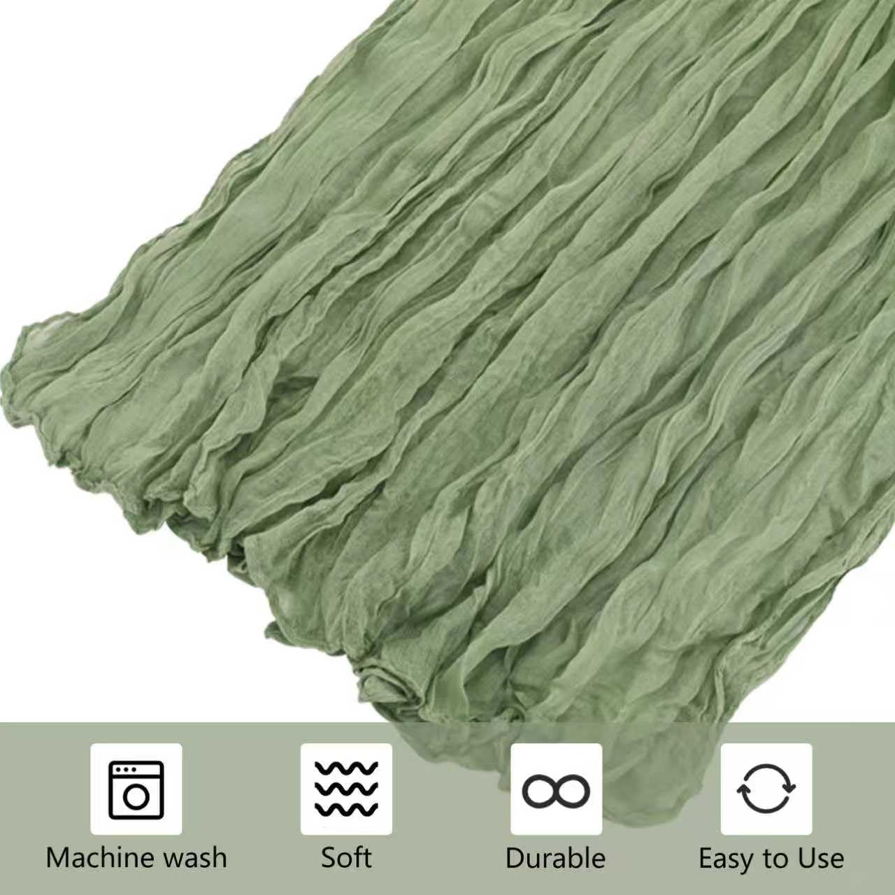 12 Pack Cheesecloth Table Runner 20 x 120 Inch Sage Green Boho Gauze Cheese Cloth Table Runners 10 FT Long Rustic Sheer Table Decorations for Wedding Party Baby Bridal Shower Birthday Holiday Home