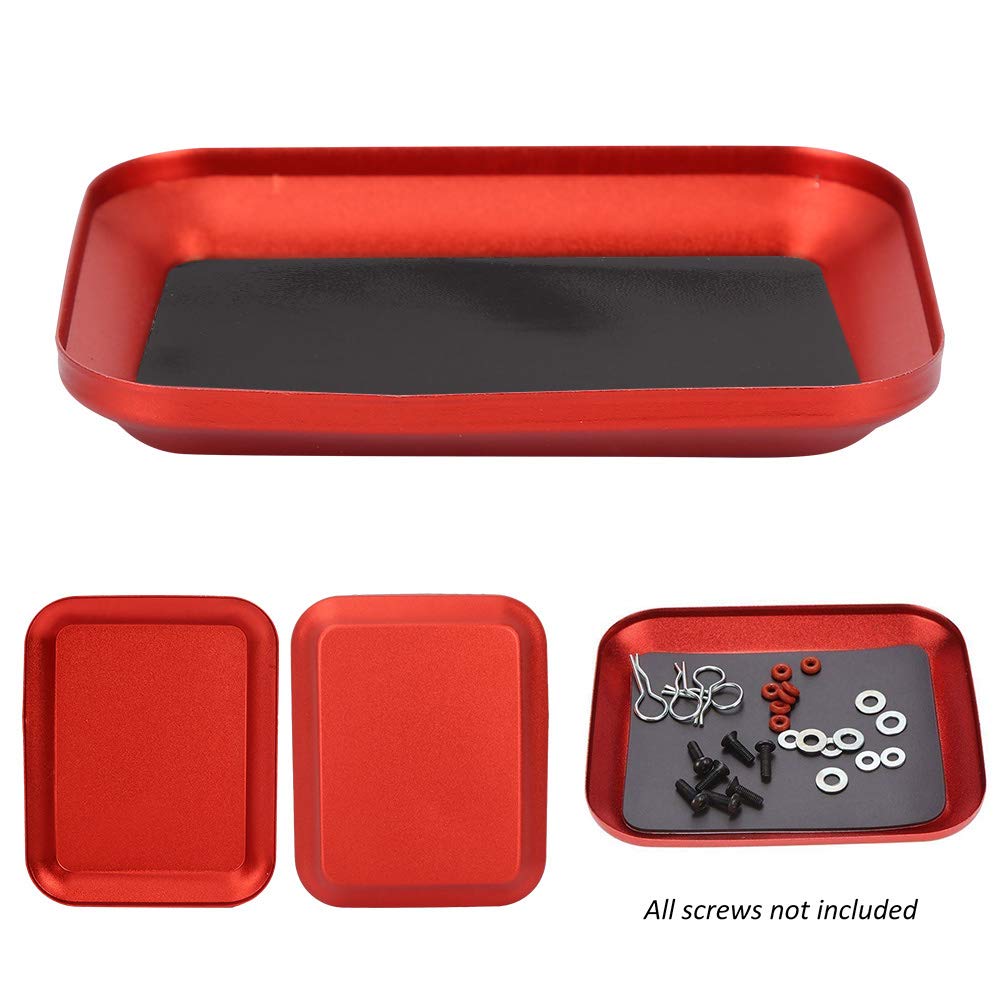 Lybunair Magnetic Parts Tray Set Magnetic Parts Bowl Small Parts Organizer for Stocircle Nuts and Bolts (Screws not included) (Red)