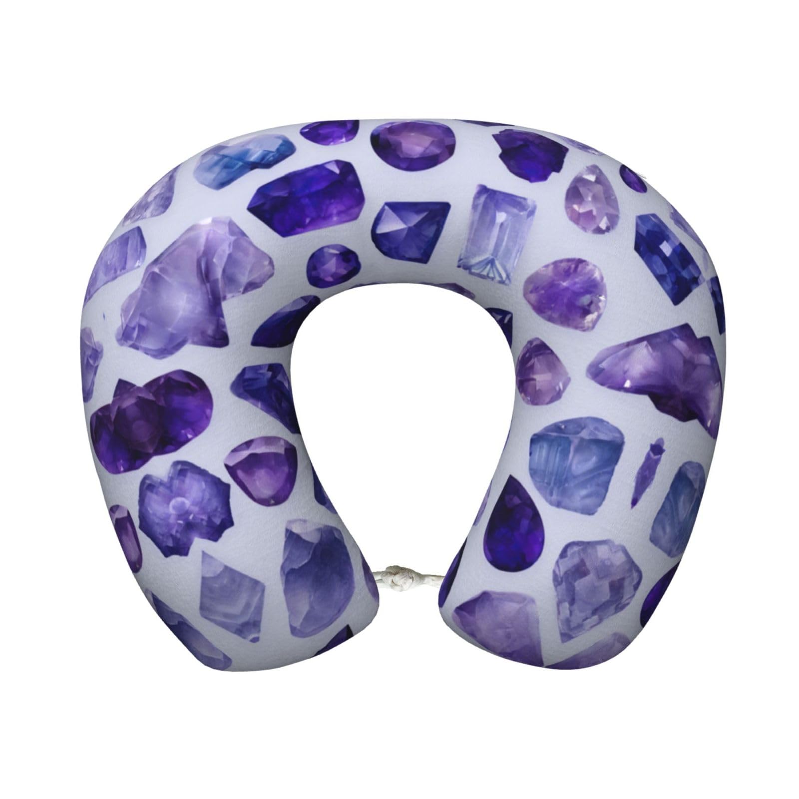 Oreiller de voyage personnalisé en mousse mémoire de forme imprimé améthyste bleue 04