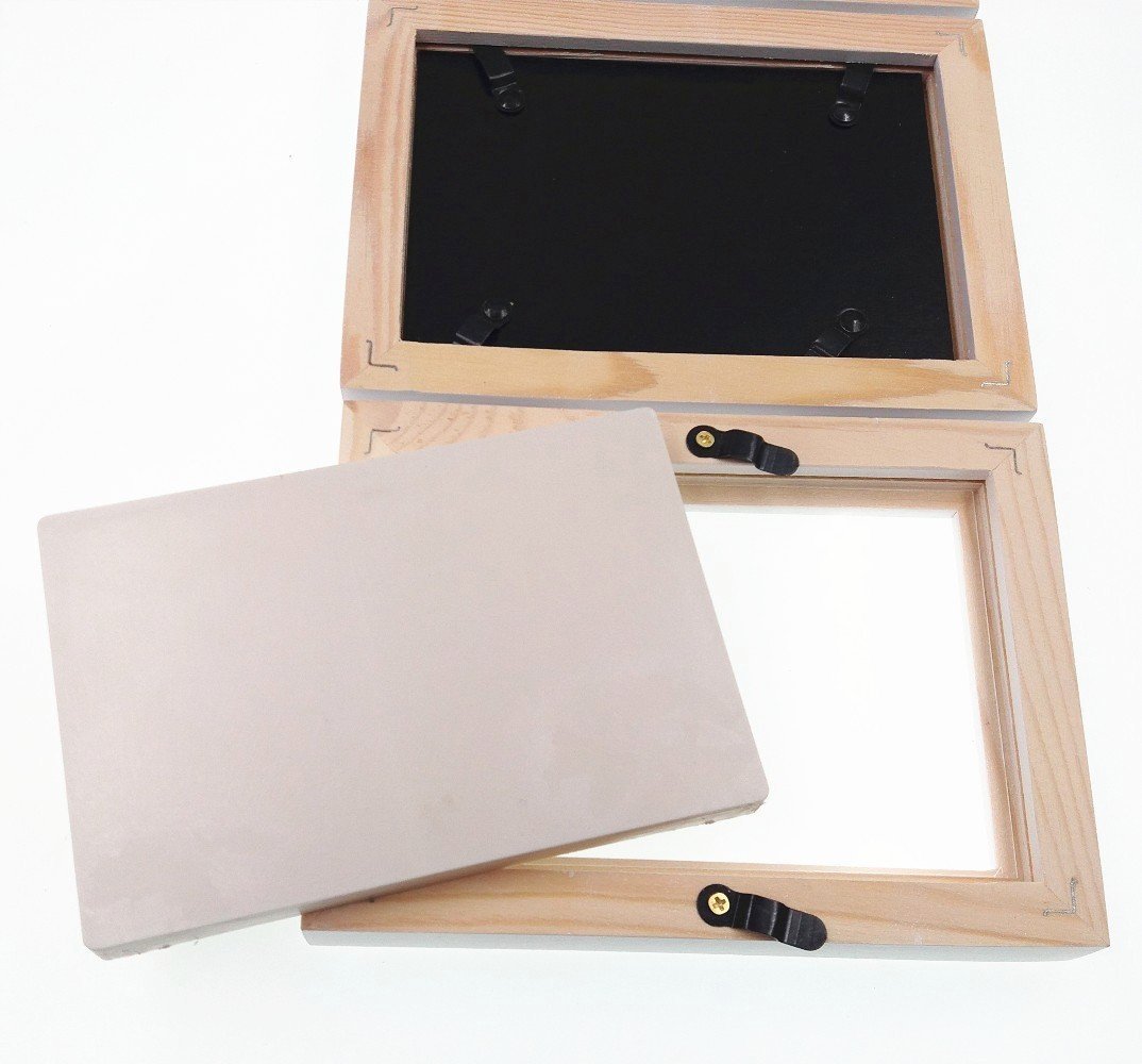 JZK Bianco kit cornice neonato, impronta piedi mani dei bambini, in legno, porta foto bebe, regalo originale