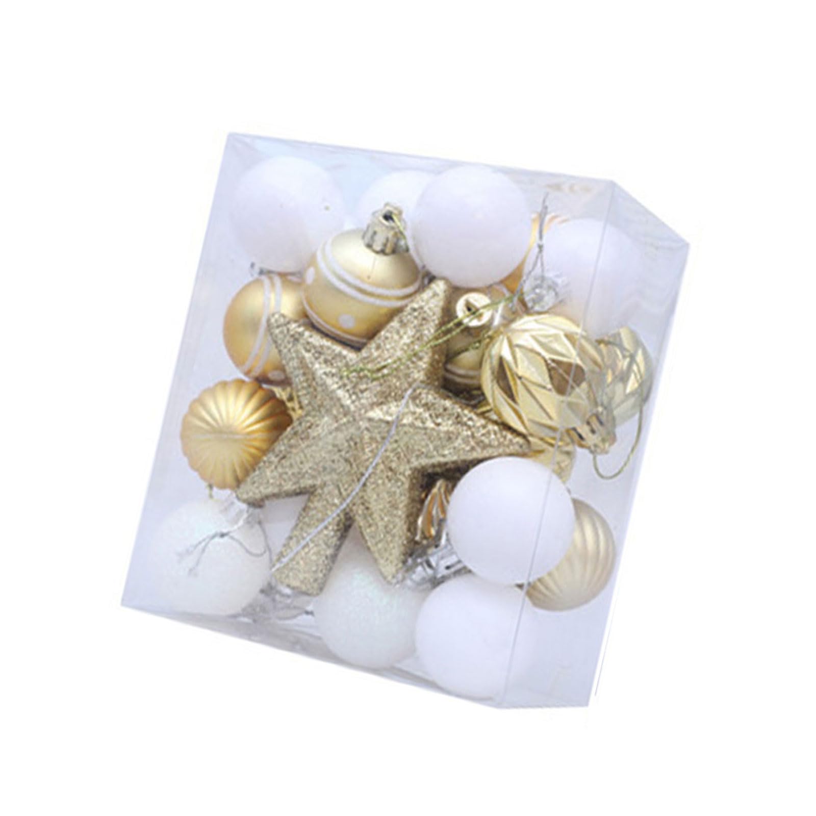 Tsophreniq Gold 31Pcs Shatterproof Christmas Baubles Ball Hanging Ornament Christmas Tree Decoration For Wreath Mantels Winter Holiday Tree Ornaments Red White Green Ornament Set