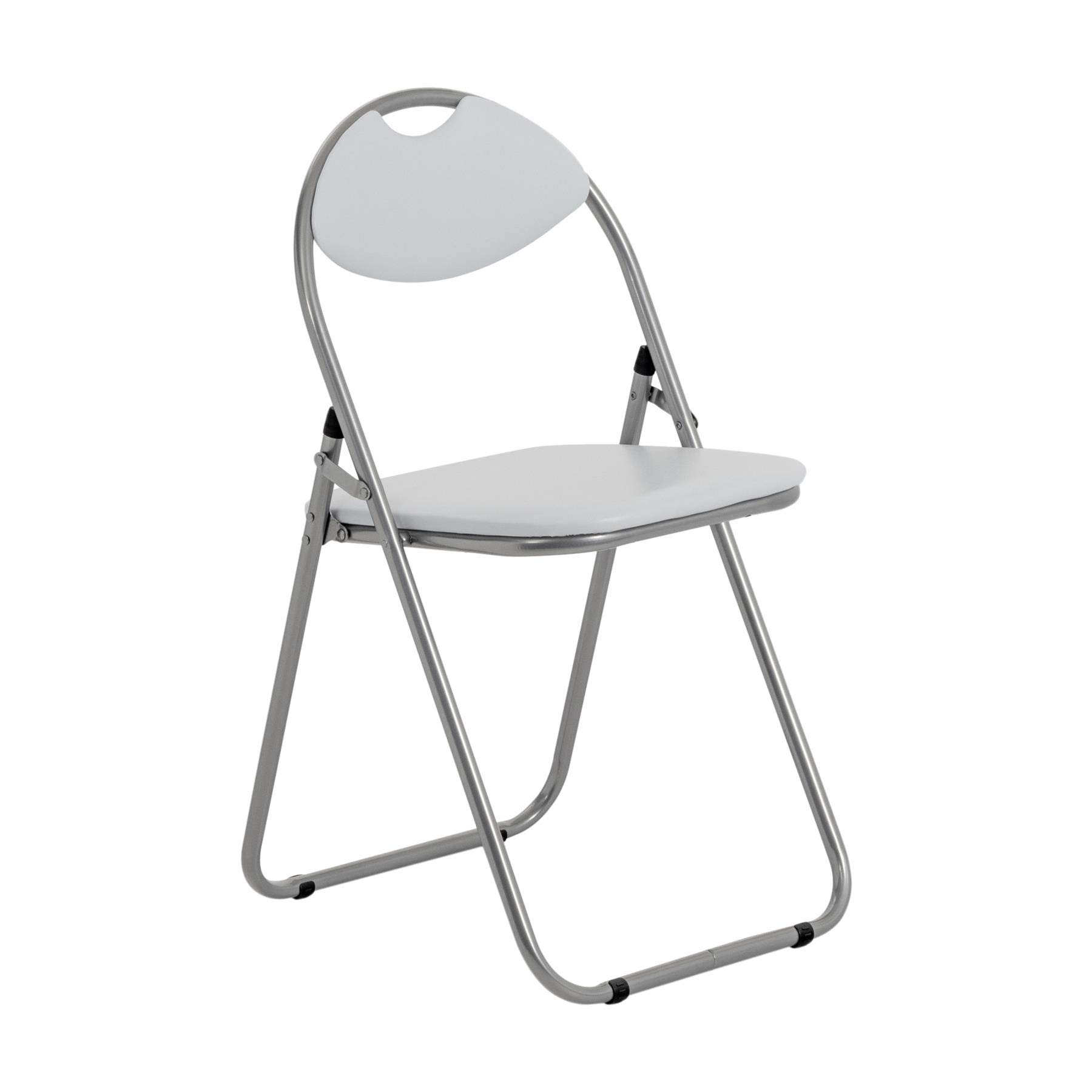 Harbour Housewares Padded Folding Chair White - Metal Frame Seat with Cushioned Backrest Easy Store Compact Design Durable Office, Dining, Bedroom or Event Seating Max Load 114kg