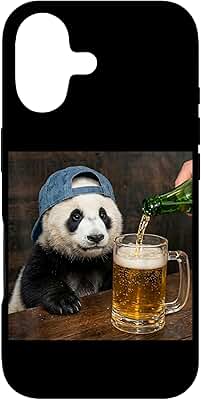 Carcasa para iPhone 17 Panda Bebiendo Cerveza Divertido Panda Oso Meme