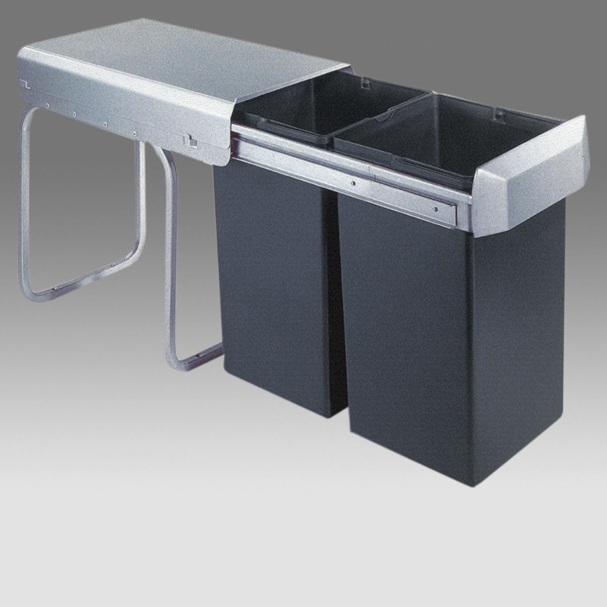 Victory Einbau-Abfallsammler Double Man - 28 Liter (2x14 Liter) Silber/anthrazit ab 30er Schrankbreite