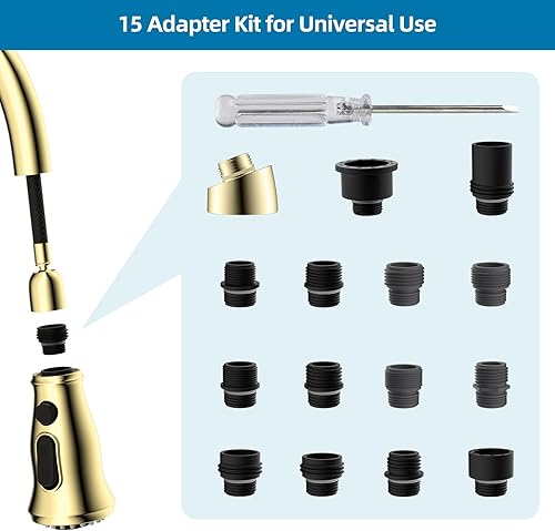Miniatura 2 de Hygie Rinse Cabezal rociador extraíble para grifo con 3 funciones, repuesto de cabezal de grifo con 9 adaptadores compatibles con cabezal de grifo