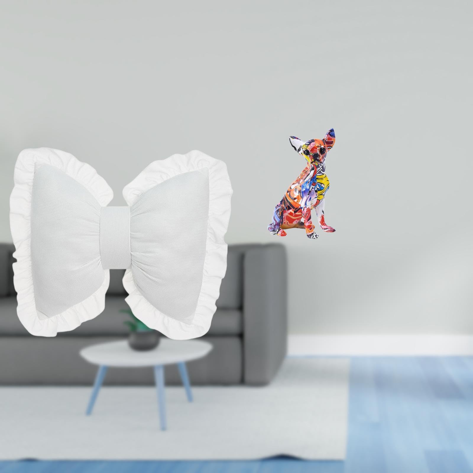 Enakshi® Modern Colorful Bow Dog Cushion Sculpture for Comfortable Study Room Office Chair and Realistic Animal Ornament in Farmhouse Indoor Living Room|Home & Garden | Home Decor | Pillows-image-9
