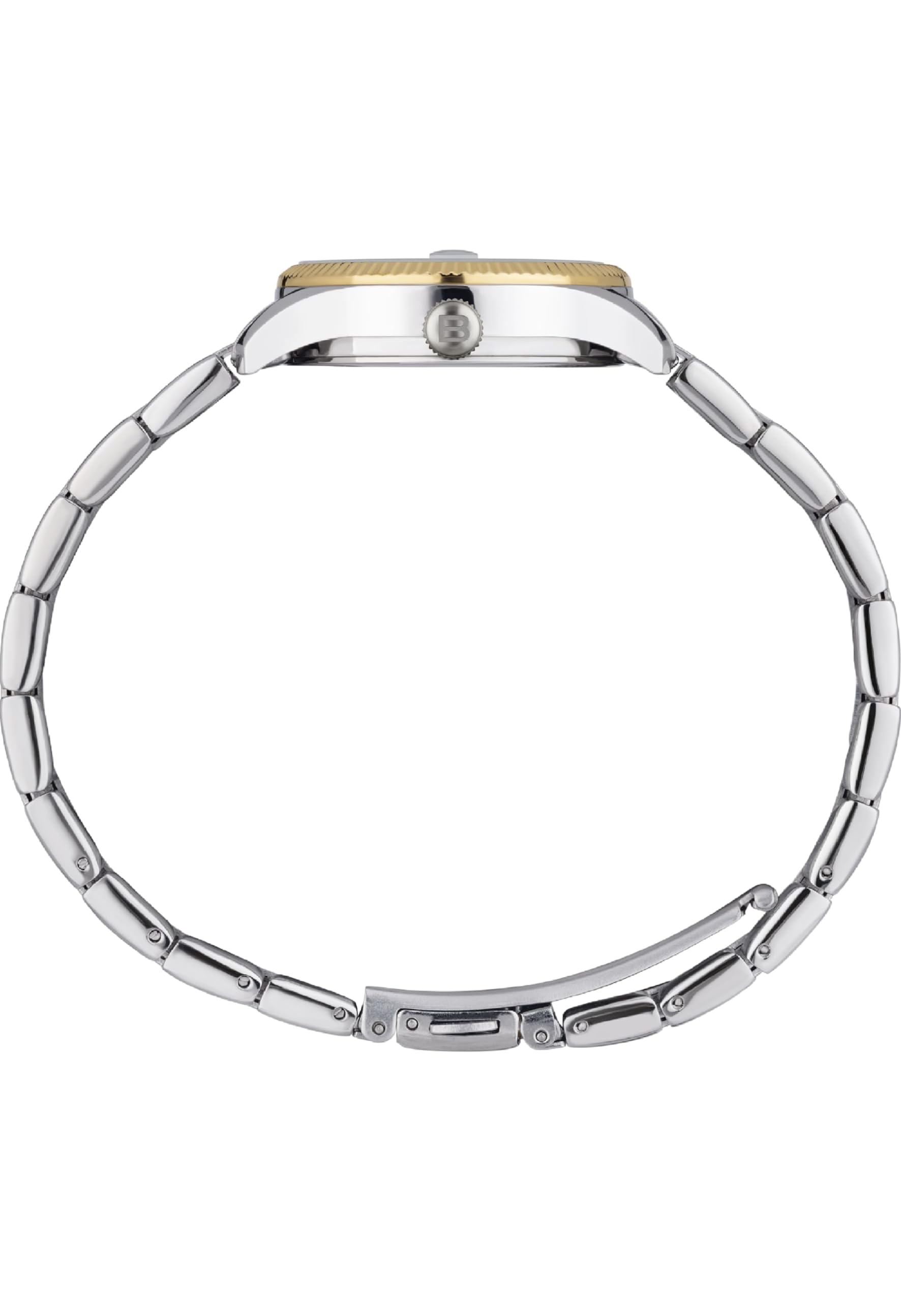 Breil, Classic Elegance Collection, Damenuhr, Edelstahl in Silber und Gold, Quarzwerk mit Zeitanzeige, Weißes Zifferblatt, Lünette mit Rändelmuster, Wasserdicht, Silber-Gold