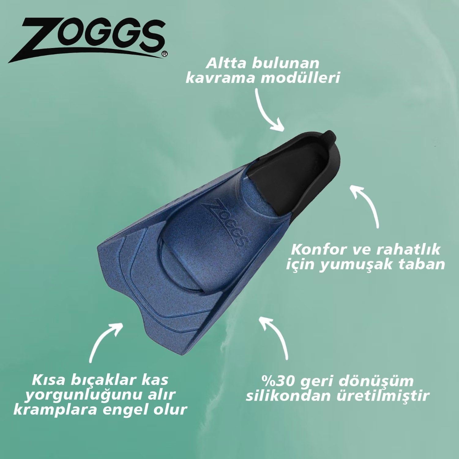 Zoggs Short Blade Eco Fins Aletas, Unisex Adulto