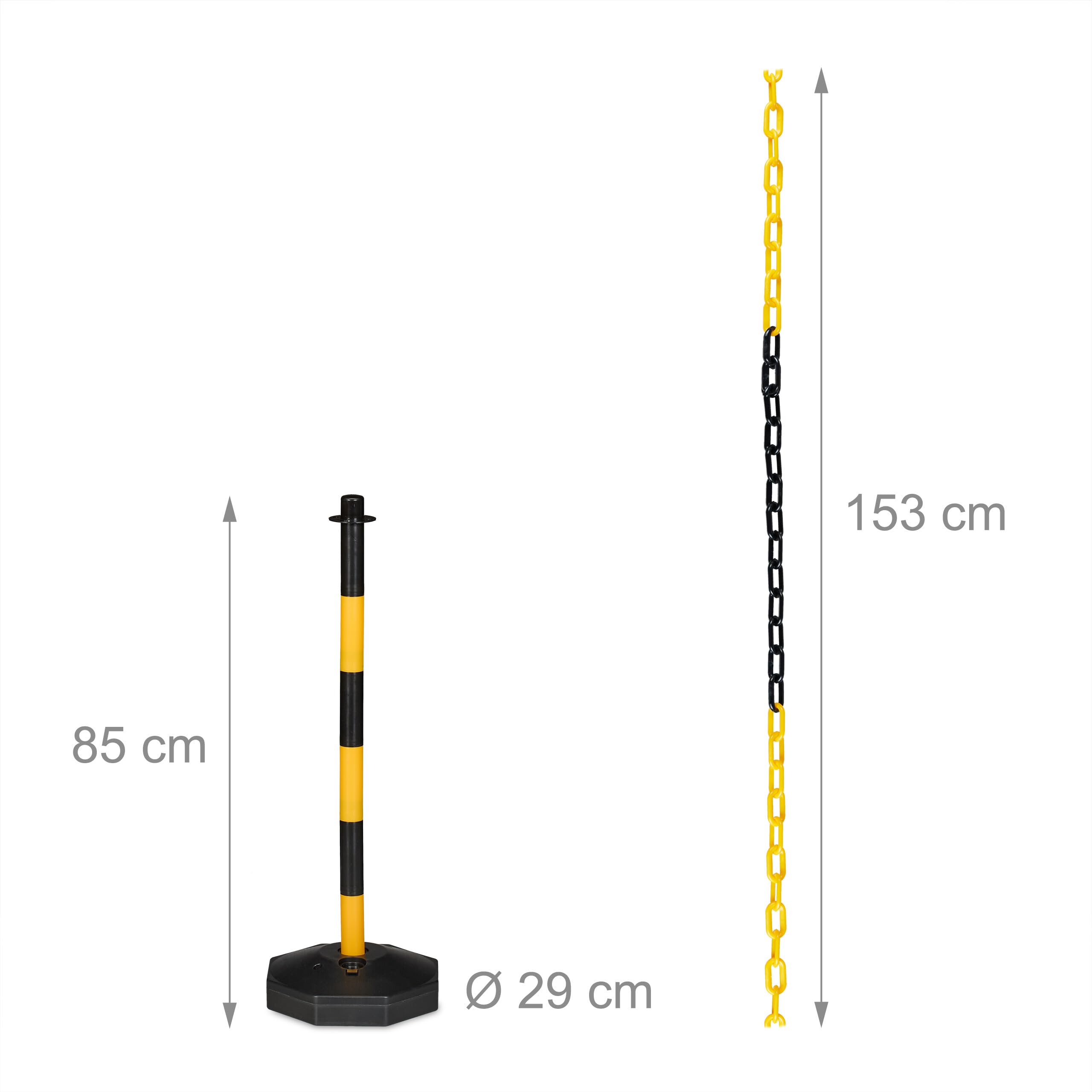 Relaxdays Poteau de signalisation Lot de 4 85x29 cm Parking Plastique Jaune/Noir
