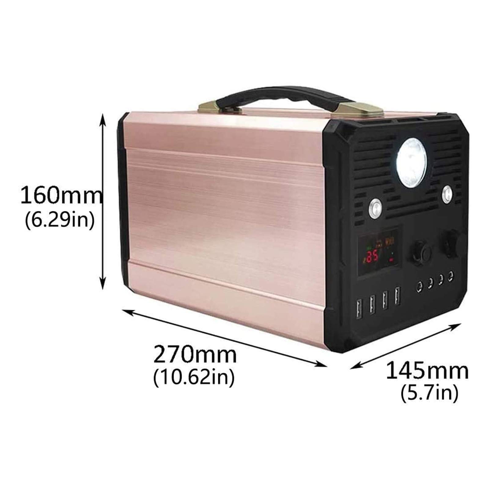 Przenośna stacja zasilająca 1000 W, generator solarny 100 Ah, akumulator litowy, panel słoneczny, 4 porty USB, 4 porty DC, gniazdko AC, gniazda zapalniczki samochodowej, lampy zewnętrzne