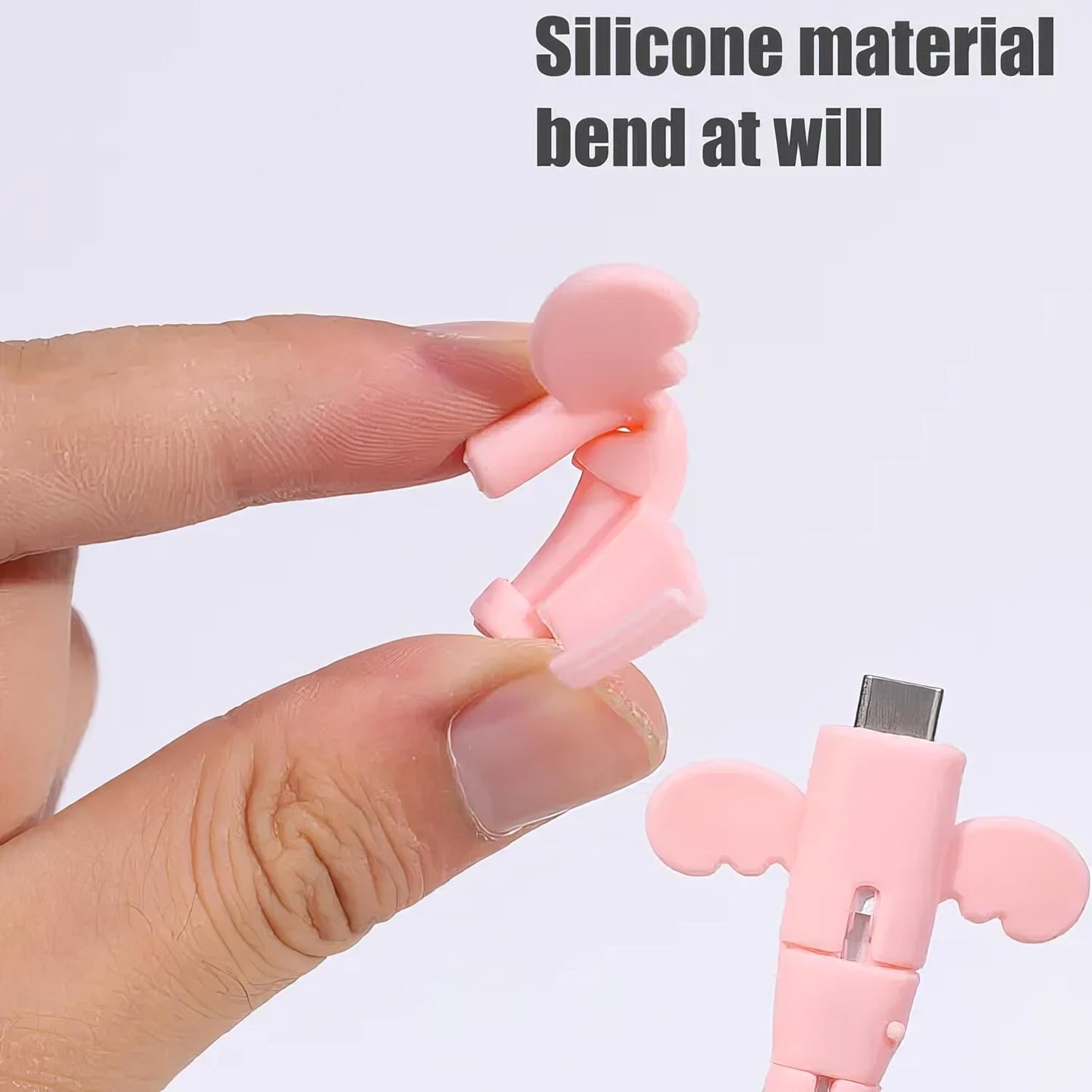 Ganraj Silicon Charger Cable Protector | Universal Silicon Angel Wings Charging Cable Protector Anti-Break Cord Saver | Data Cable Cover | Multi-Color Pack of 6 1 3