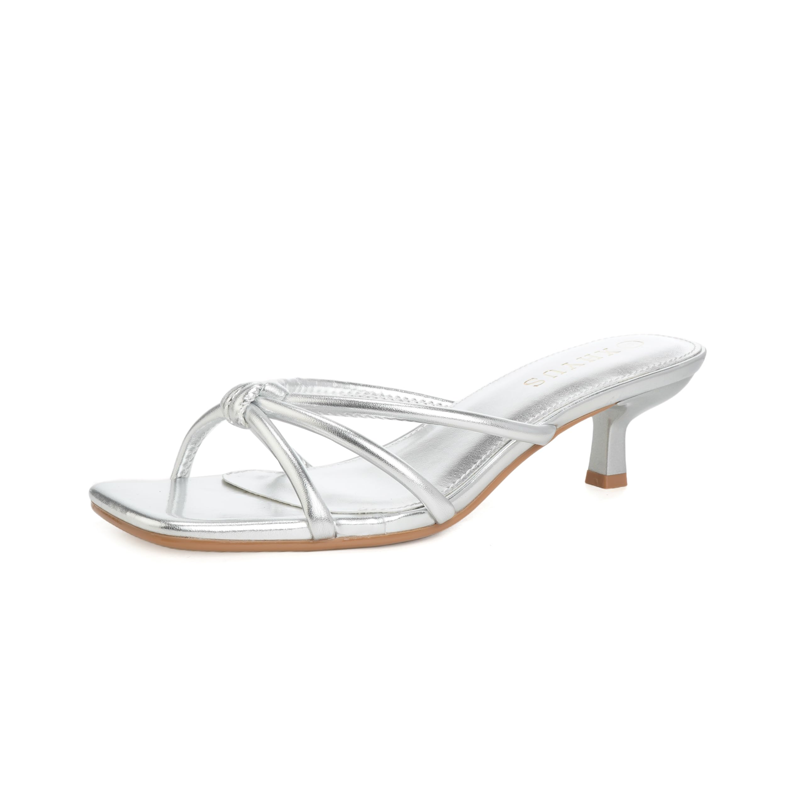 Women's Spaghetti Strap Square Open Toe Kitten Heel Mule Sandals