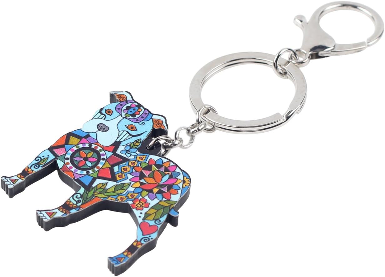 BONSNY Pit Bull Dog Key Chain Keyring for Women Gifts Purse Handbag Charm Jewelry - Image 2