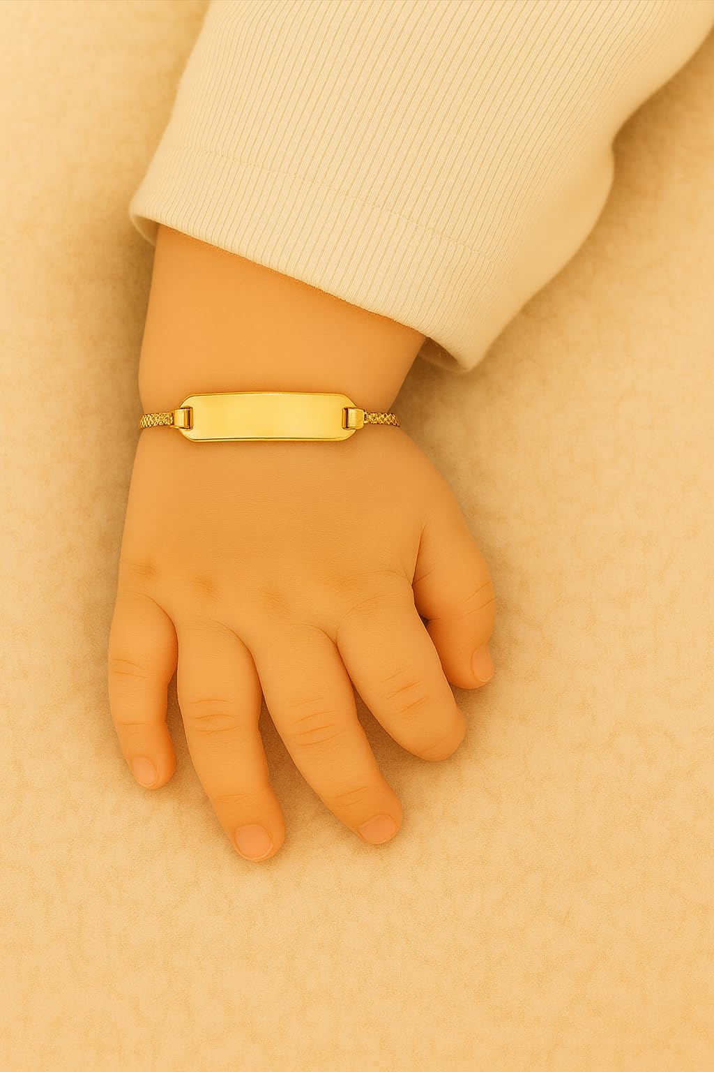 JC Schmuck 333 Gold Baby ID-Armband Kinder Goldarmband 14 cm mit Engel I Schildband Armband mit Gravur Taufarmband Gold Namensarmband I Babyarmband mit Namen I Kinderschmuck I 5.56049-99