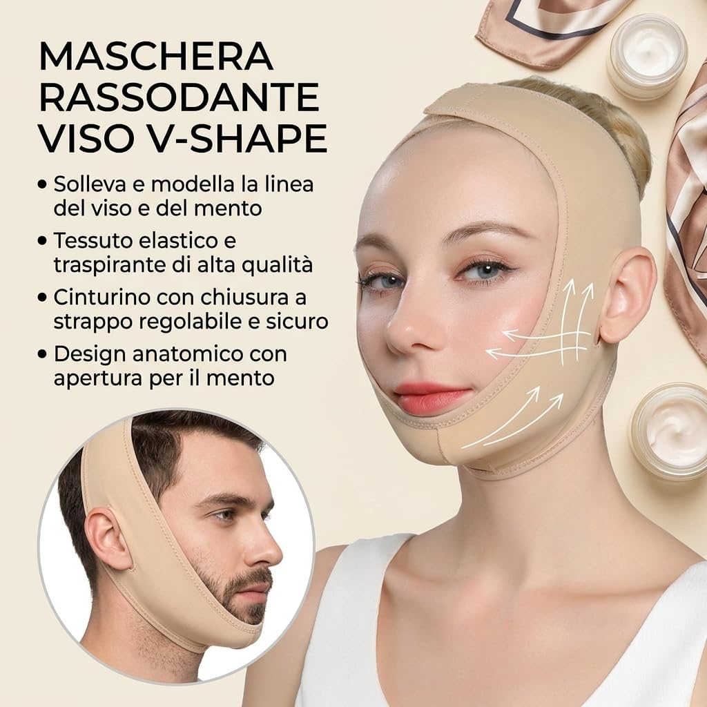 Sweetlifty Doppio Mento V-Face Lifting Mask, fascia di serraggio per il viso per ridurre il doppio mento e migliorare la piega naso-labiale (M)
