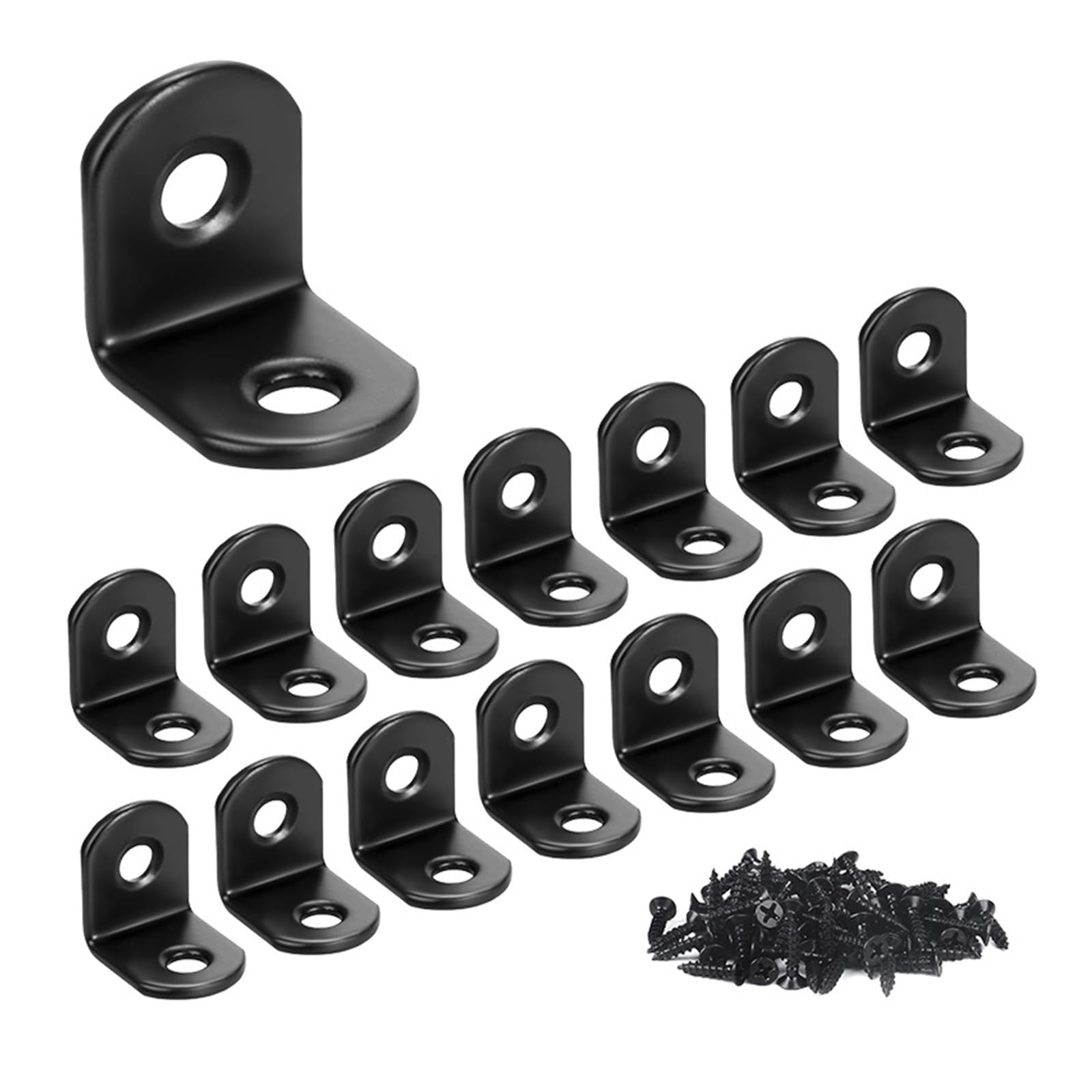 Aqxypas 5Pcs-10Screws 5-40 Pcs, 20X20x16mm Corner Brace Right Angle Bracket Stainless Steel Black Corner Braces Joint Shelf Bracket With Screws(5Pcs-10Screws)