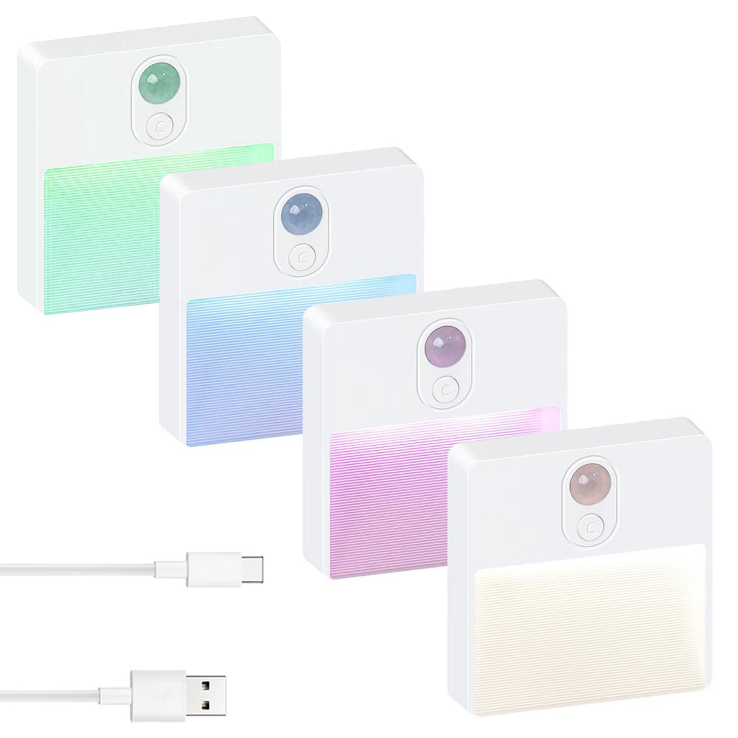 ASAWASA LED Motion Sensor Night Light 7 Colors Rechargeable Magnetic Decor Wall Lights Dimmable Suitable for Bathroom hallways