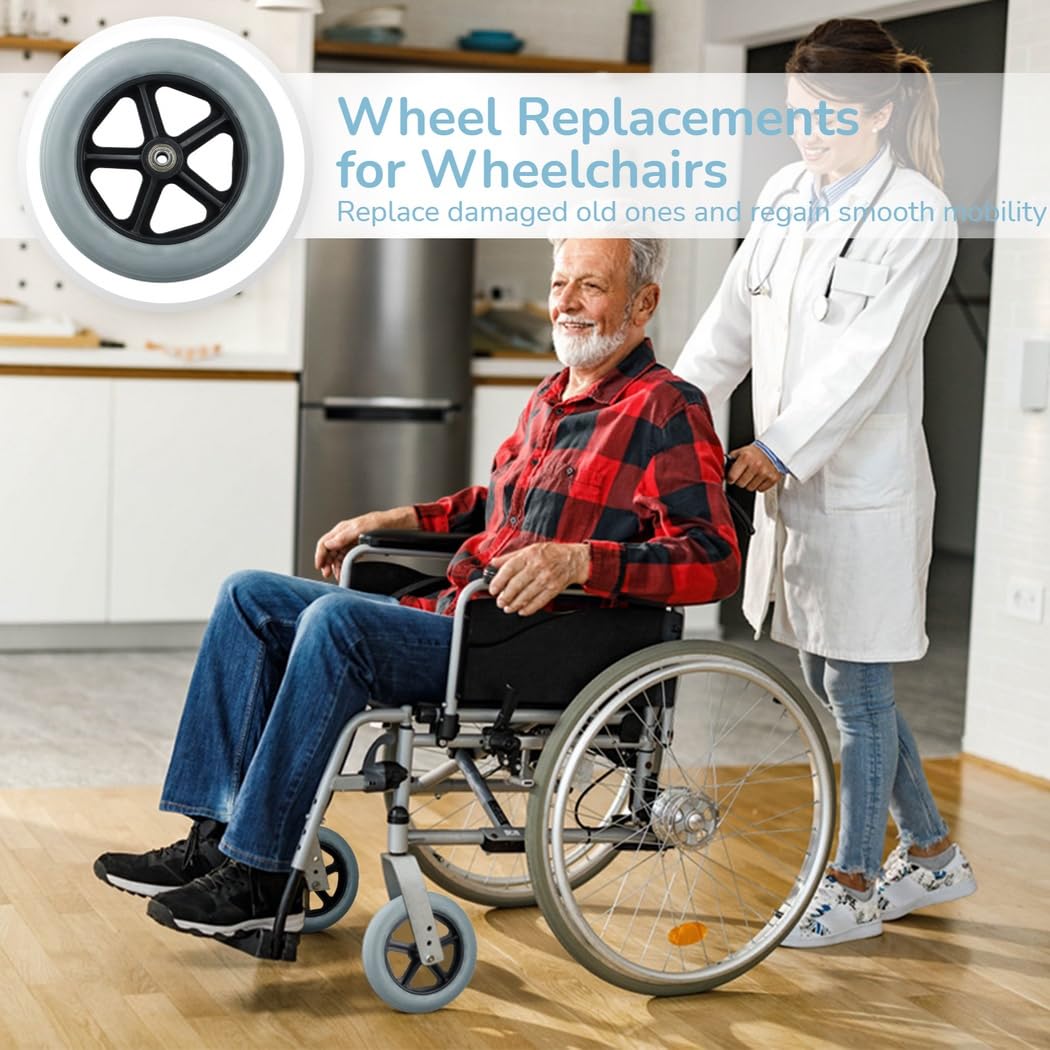 Juego de 2 ruedas universales de repuesto para silla de ruedas, 7.5 x 1.5 con ejes para andadores y andadores