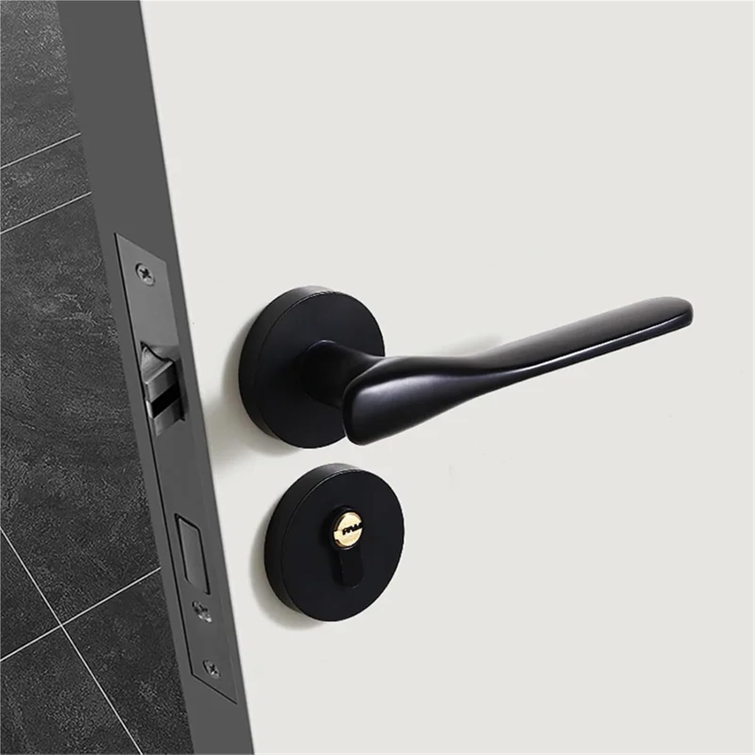 Zinc Alloy Door Handle Silent Wooden Split Lock 1Pcs(Dumb Black)