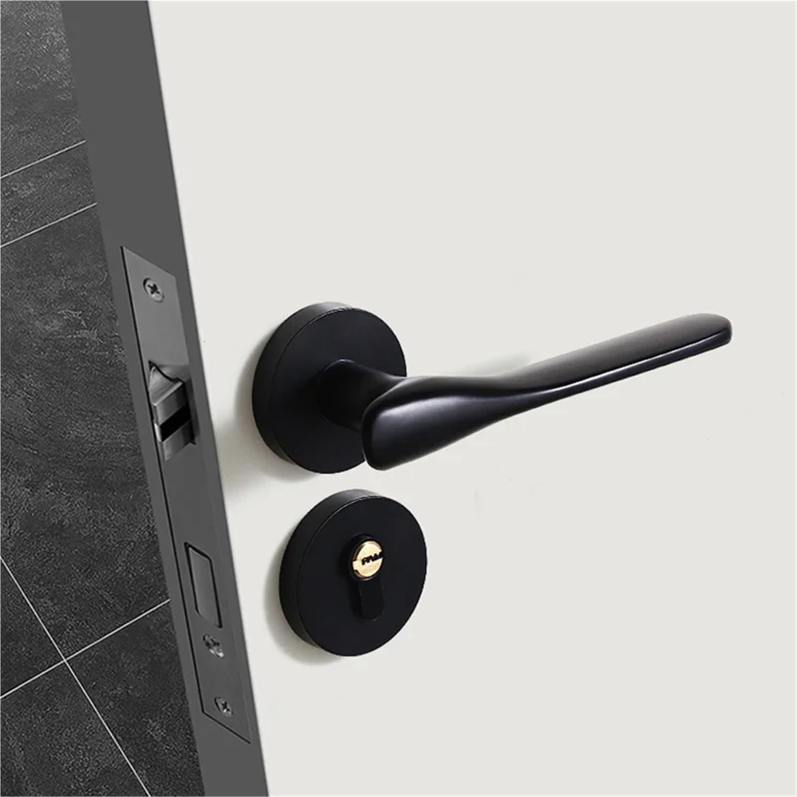 Zinc Alloy Door Handle Silent Wooden Split Lock 1Pcs(Dumb Black)
