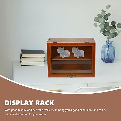 Miniatura 8 de Beavorty Vitrina de madera coleccionable, caja de exhibición de figuras en miniatura con soporte de ventana transparente, caja de sombra para