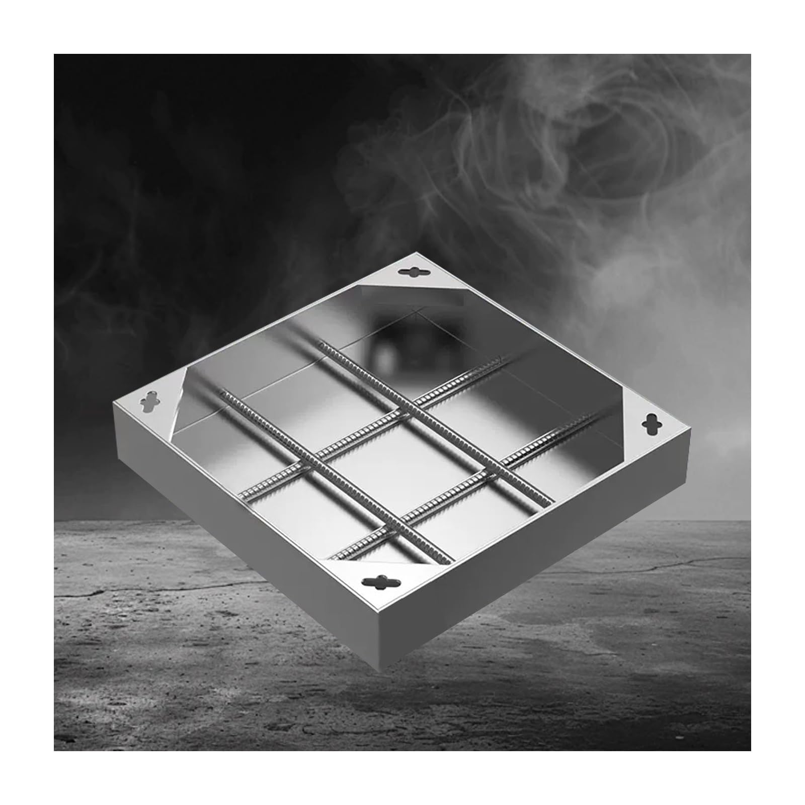 GHHVFEC Manhole Drain Cover, Reinforced Steel Non-Slip Sewer Cover, Square Embedded Lid for Driveways, Patios, Sidewalks