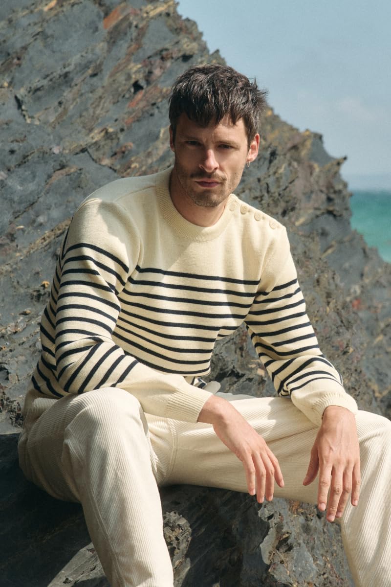 Armor Lux Sweter Mężczyźni Pull Rayé Marin Héritage