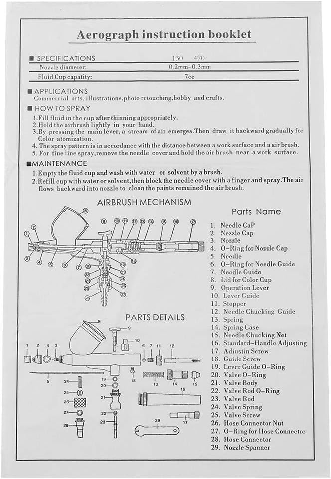 Portable Airbrush Sets, Dual Action Air Brush Kit Spray with 0.3mm Nozzle Needle Airbrush for Make up Art Painting Tattoo Manicure Craft(110V)