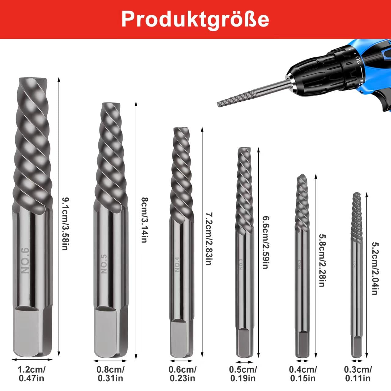 5-teiliges Schraubenausdreher-Set – HSS Stahl, Für Beschädigte Schrauben, Verschiedene Größen, Robust