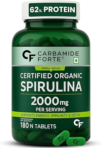 Carbamide Forte 100% Organic Spirulina Tablets 2000 mg Per Serving - Spirulina Powder Organic Tablets | Supports Energy, Immunity & Detox |...