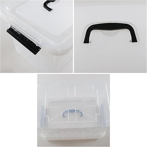 Miniatura 3 de Ggbin Juego de 6 cajas de plástico con cierre de 12 cuartos de galón, contenedor de almacenamiento con tapa transparente