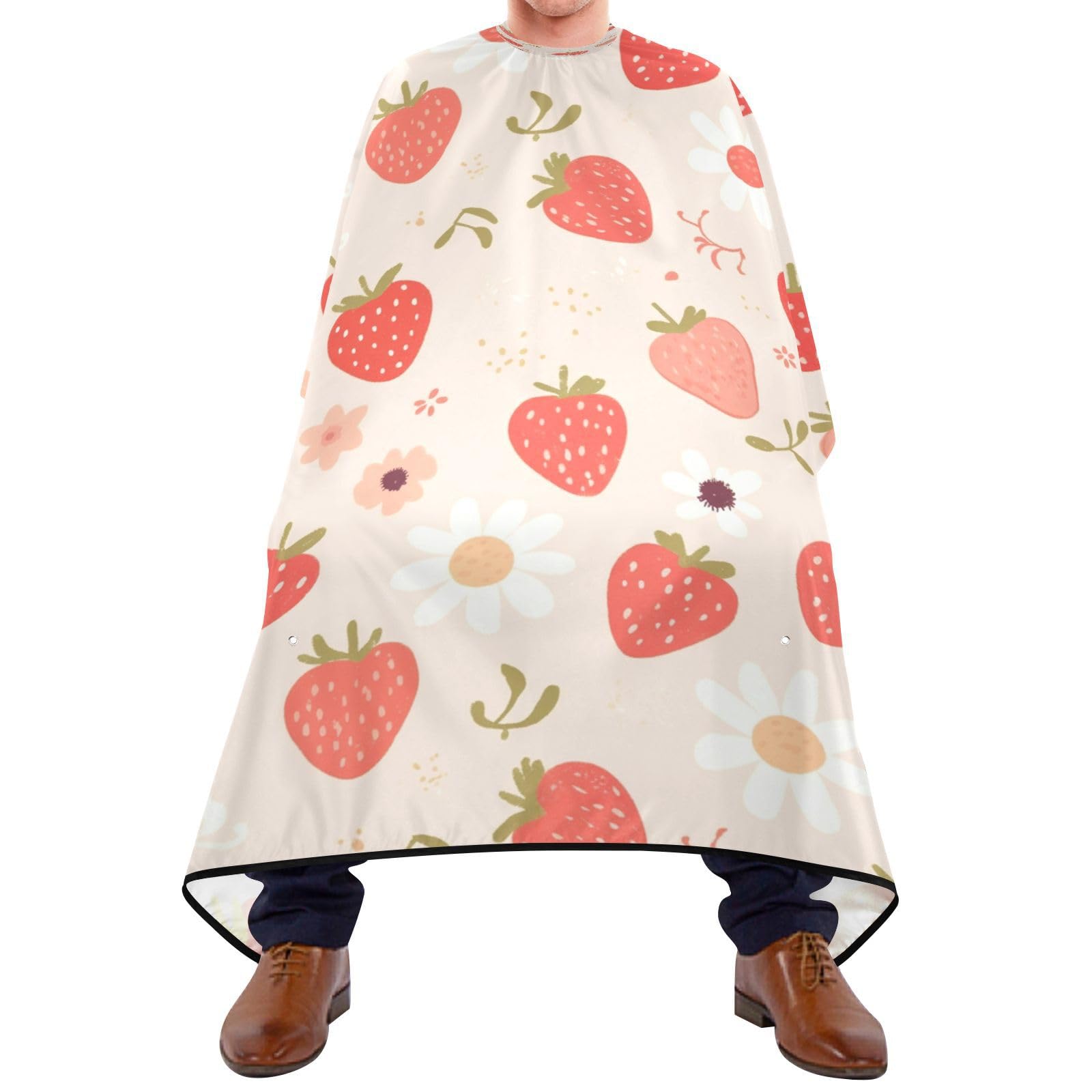 Kigai Strawberry Flowers Hair Cutting Cape for Men & Women Waterproof Barber Cape Professional Hairdressing Salon Styling Apron with Adjustable Closure Snap