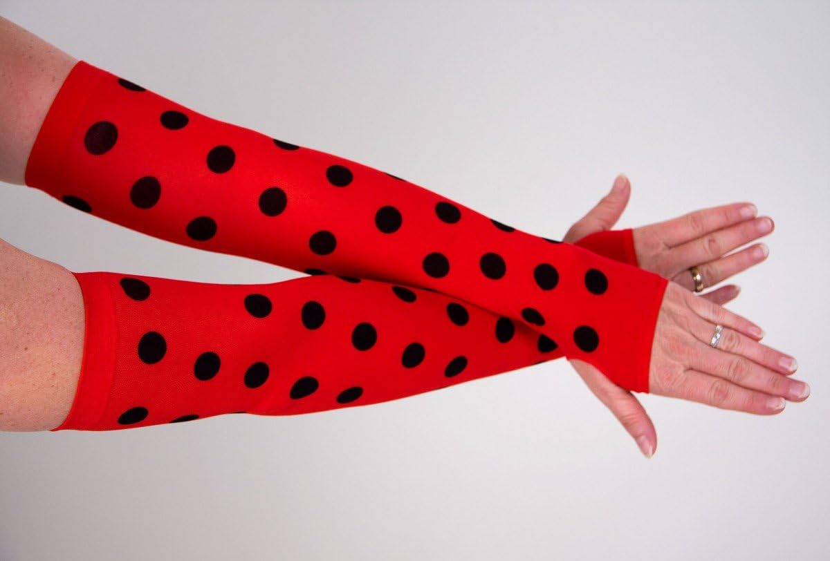 1 pair of arm warmers "Ladybug" fingerless