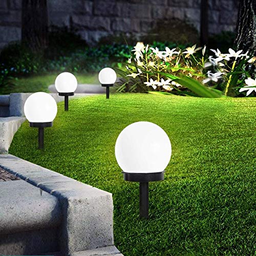 SEFON Solar Gartenleuchte Wasserdichte Solarlampe für Garten Kunststoff Gartenkugel mit Erdspieße Kaltweiß Solarleuchte für Außen Rasen 8 Stk