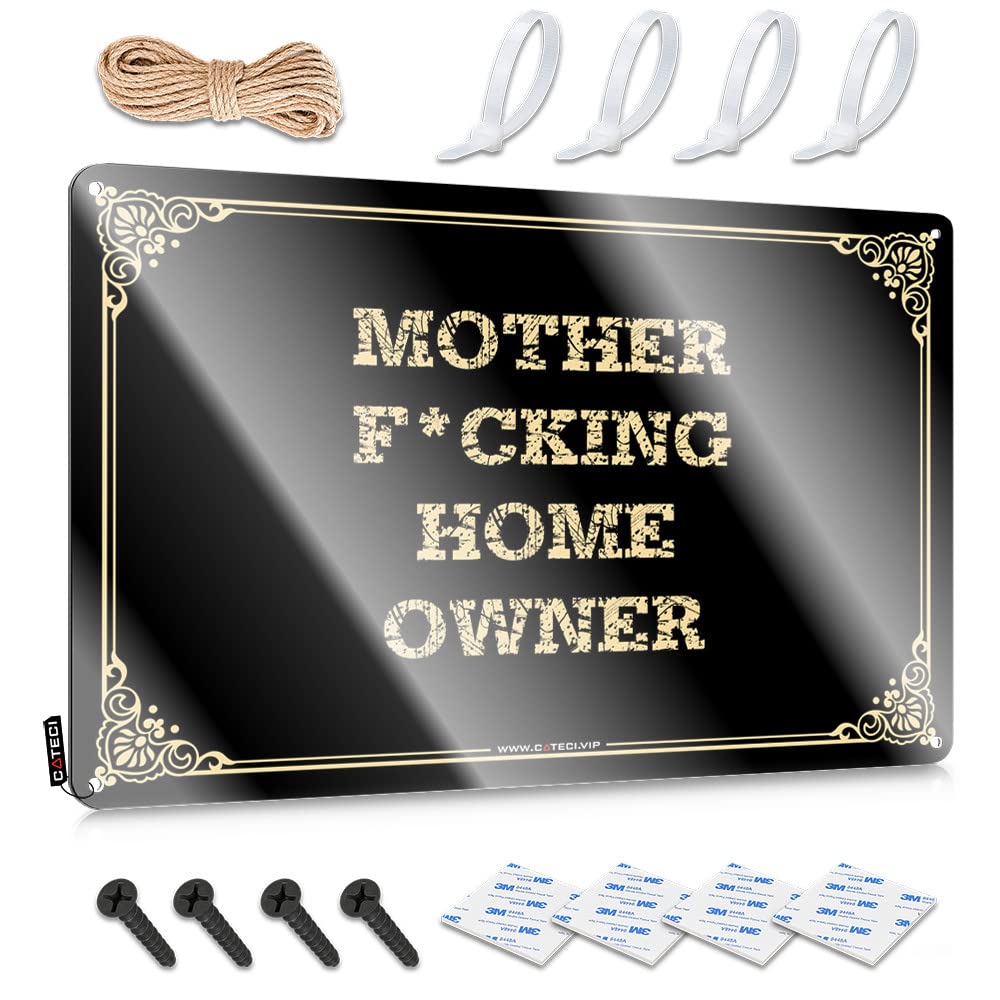 Mwfkkaddb Boys Colour Sign Decor Mother F*Cking Home Owner Tin Sign Tin Sign For Man Cave Funny Camping Signs(30X40cm)