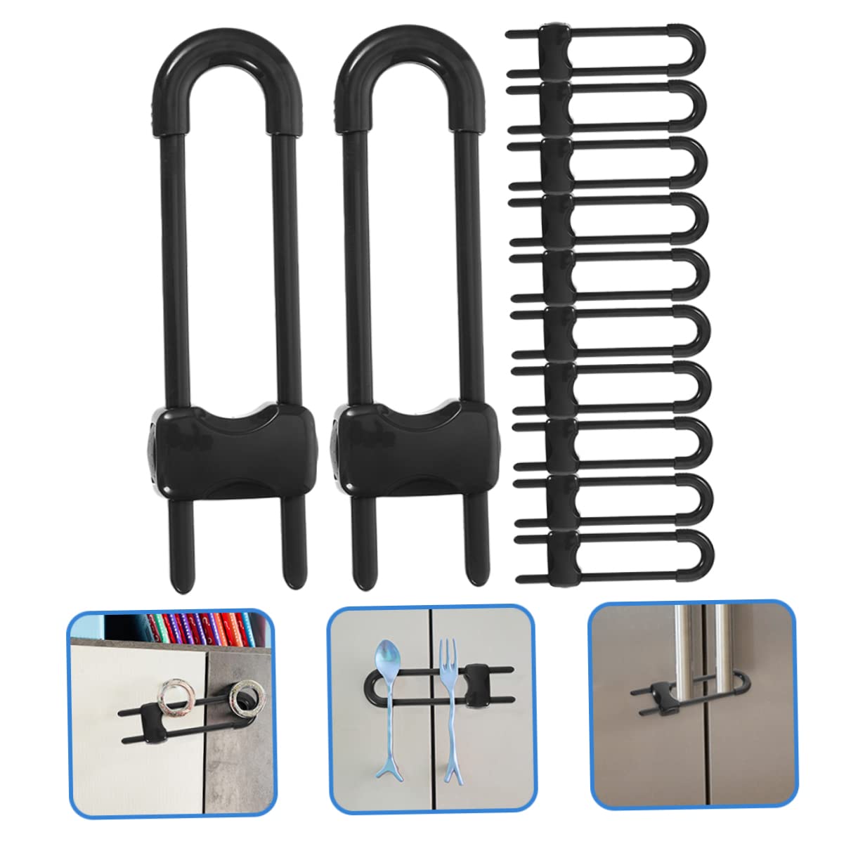 BESTonZON 12pcs Verrous de Sécurité pour Bébé en Abs pour Portes Réfrigérateur et Placards Système Anti-déverrouillage Facile à Installer
