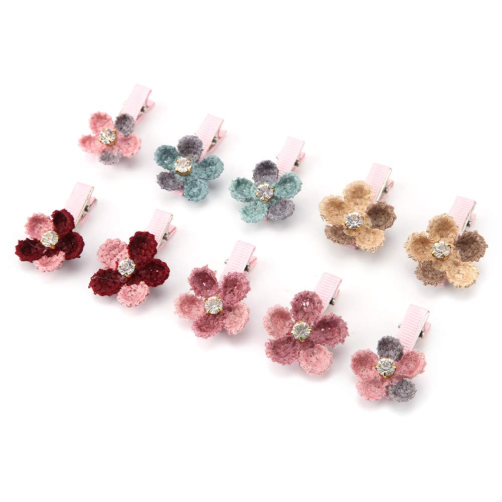 OPPWONG Dog Hair Clips, 10Pcs Flower Small Dogs Hair Bows with Hair Clips Dog Hair Clip Girl Dog Accessories Cat Puppy Party Birthday Grooming Hair Accessories for Kitten Pet Small Dog
