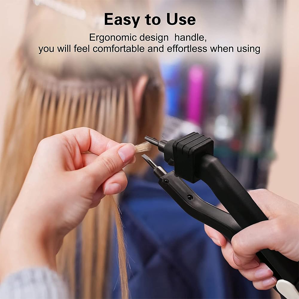 Profession Fusion Hair Extensions Tool Melting Heat Iron Hair Connector with Heat Shield Guards Wand for Keratin Bonding Tool for C/U/I/Flat Tip US Plug Temperature Adjustable