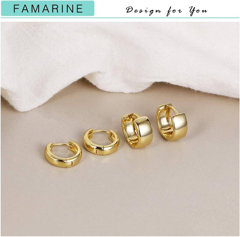 FAMARINE 2 Pairs 14K Gold Plated Hoop Earrings for Women, Minimalist Dainty Hoop Earrings for Girls, Gold and Silver - Image 5