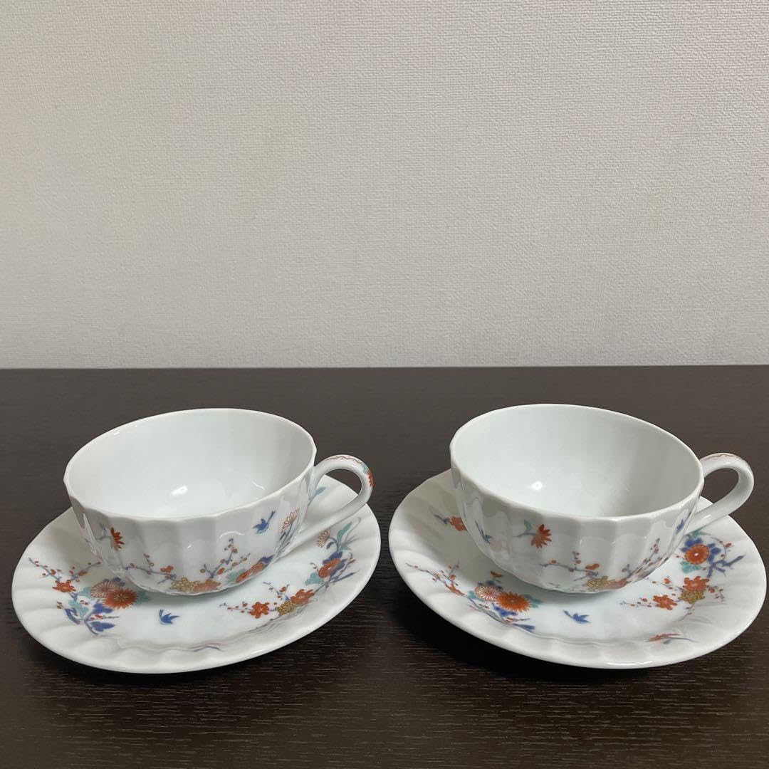 Amazon.co.jp: 有田焼 深川製磁 色絵花鳥紋 品 ペアカップ