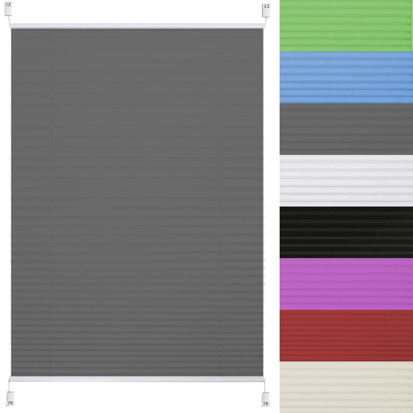 Store pour Fenêtre 60 x 150 cm Store Plissé Fenêtre Intimité et Protection Contre Le Soleil Facile à Entretenir Kit de Montage Inclus pour Fenêtre, Gris