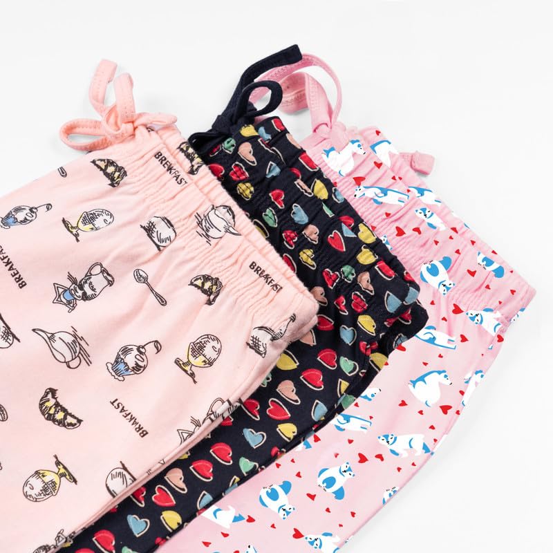 Image of Real Basics Girls Cotton All Over Print Pajamas(Pack of 3)