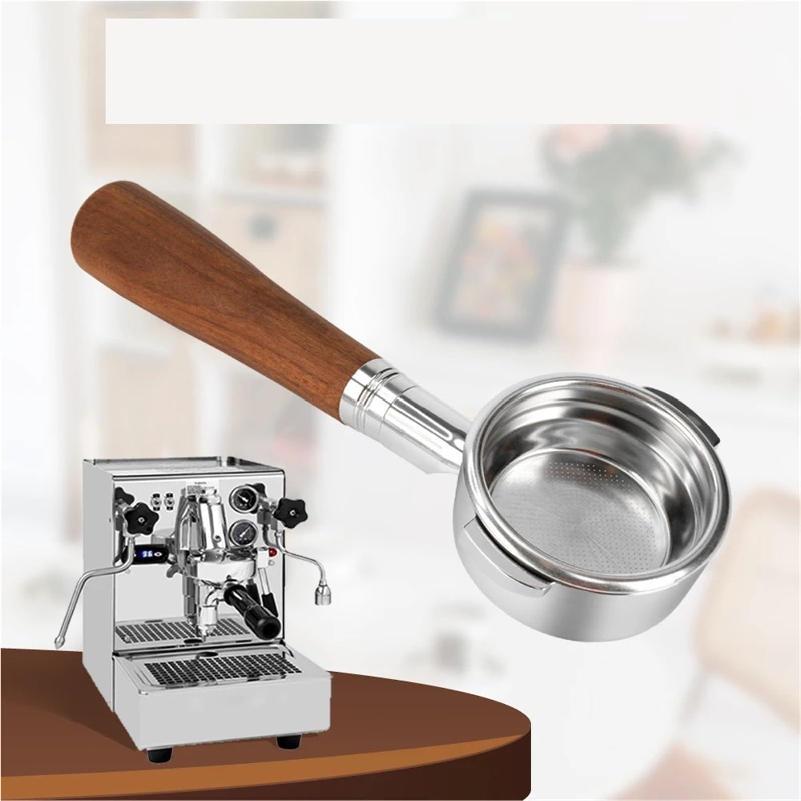 Portafiltro sin fondo de 58 mm con mango madera, compatible cafeteras domésticas y oficina (1 unidad) Para Café