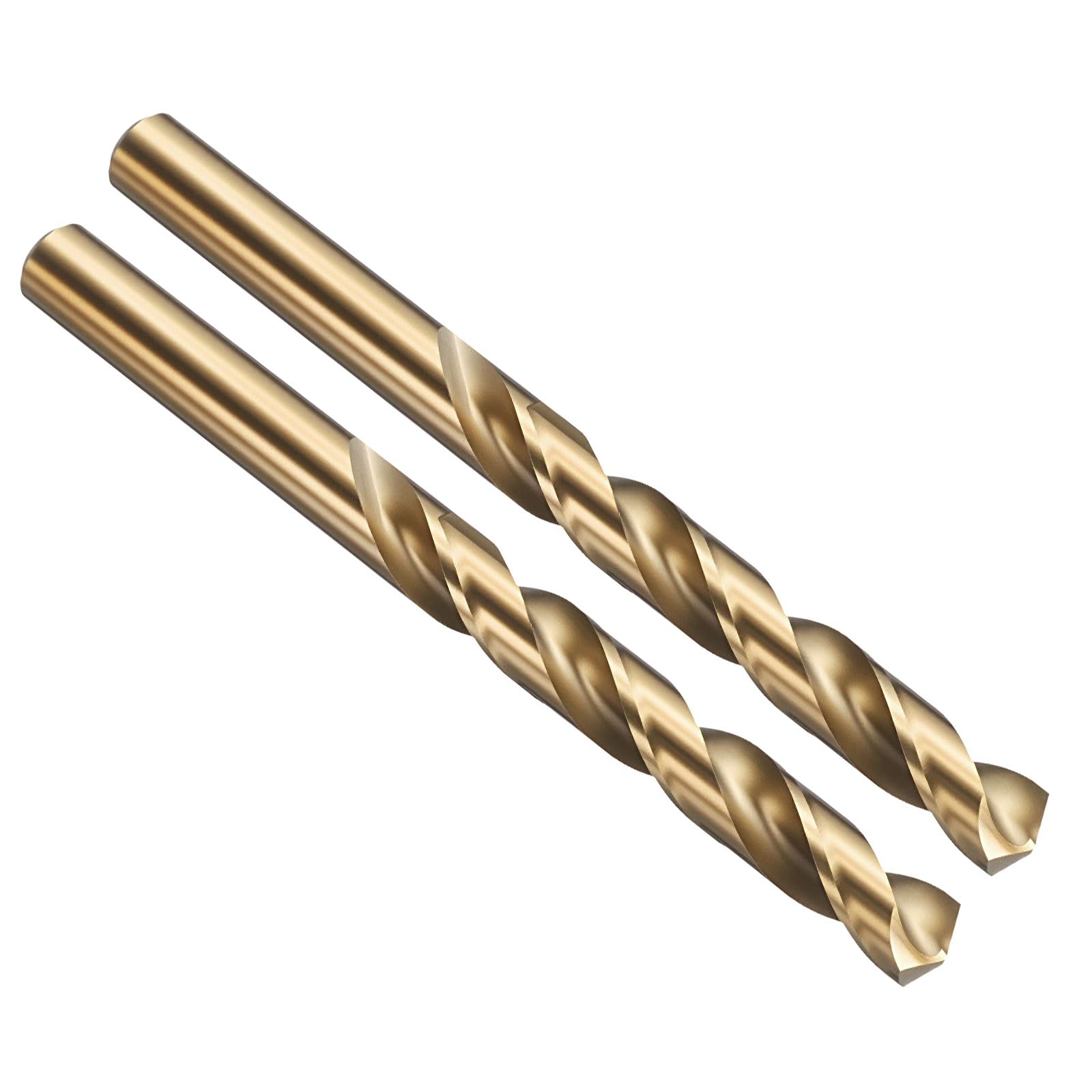 PATIKIL 13mm Drill Bit, M42 8% Cobalt High-Speed Steel Jobber Straight Shank 135ยฐ Gold Finish for Hard Metal High-temperature Titanium Alloy - 2 Pack